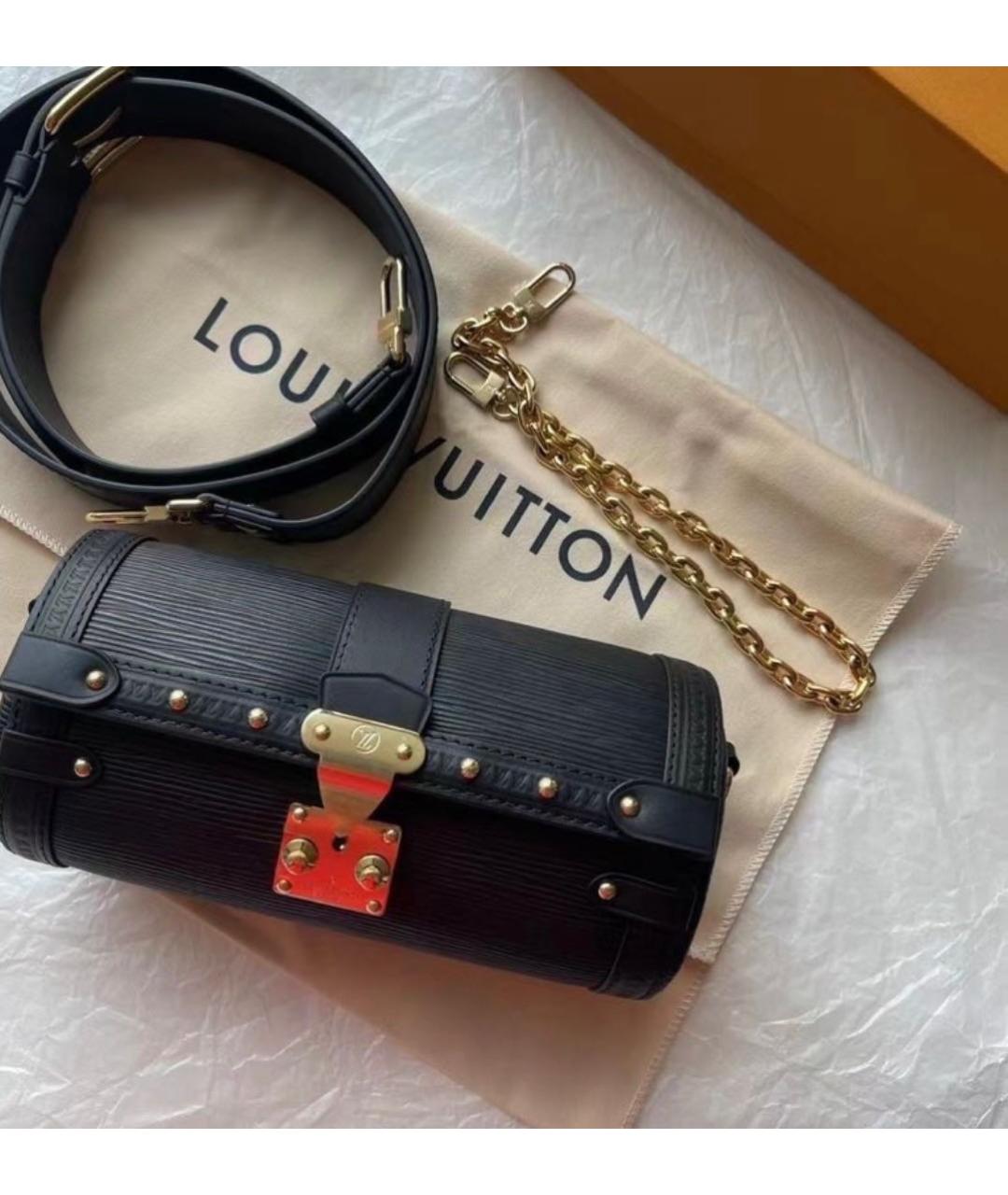 LOUIS VUITTON Черная кожаная сумка через плечо, фото 3