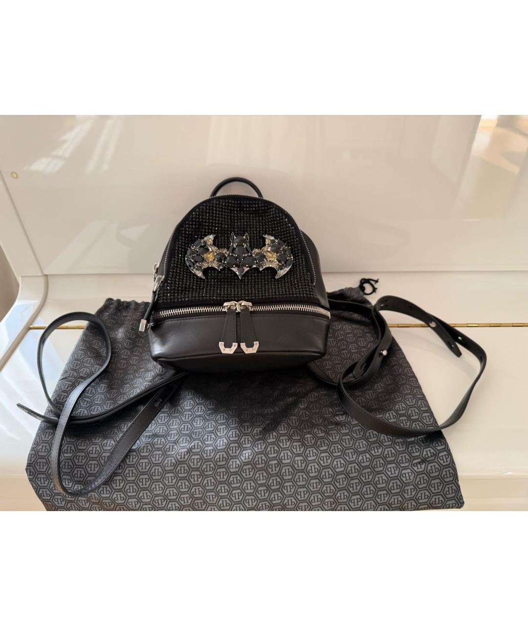 PHILIPP PLEIN Черный кожаный рюкзак, фото 4