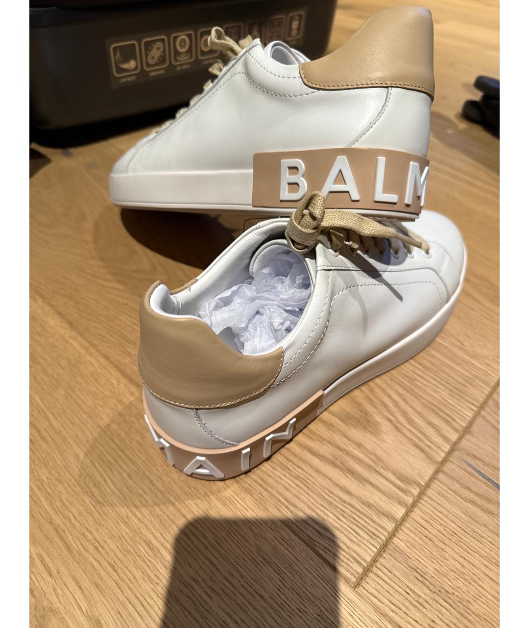 BALMAIN Белые кожаные кеды, фото 3