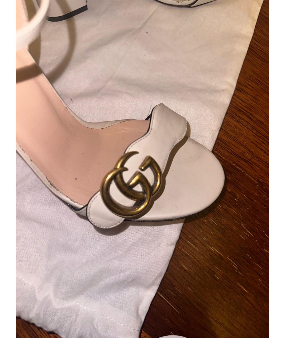GUCCI Белые кожаные босоножки, фото 4