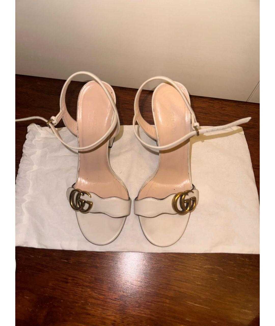 GUCCI Белые кожаные босоножки, фото 2