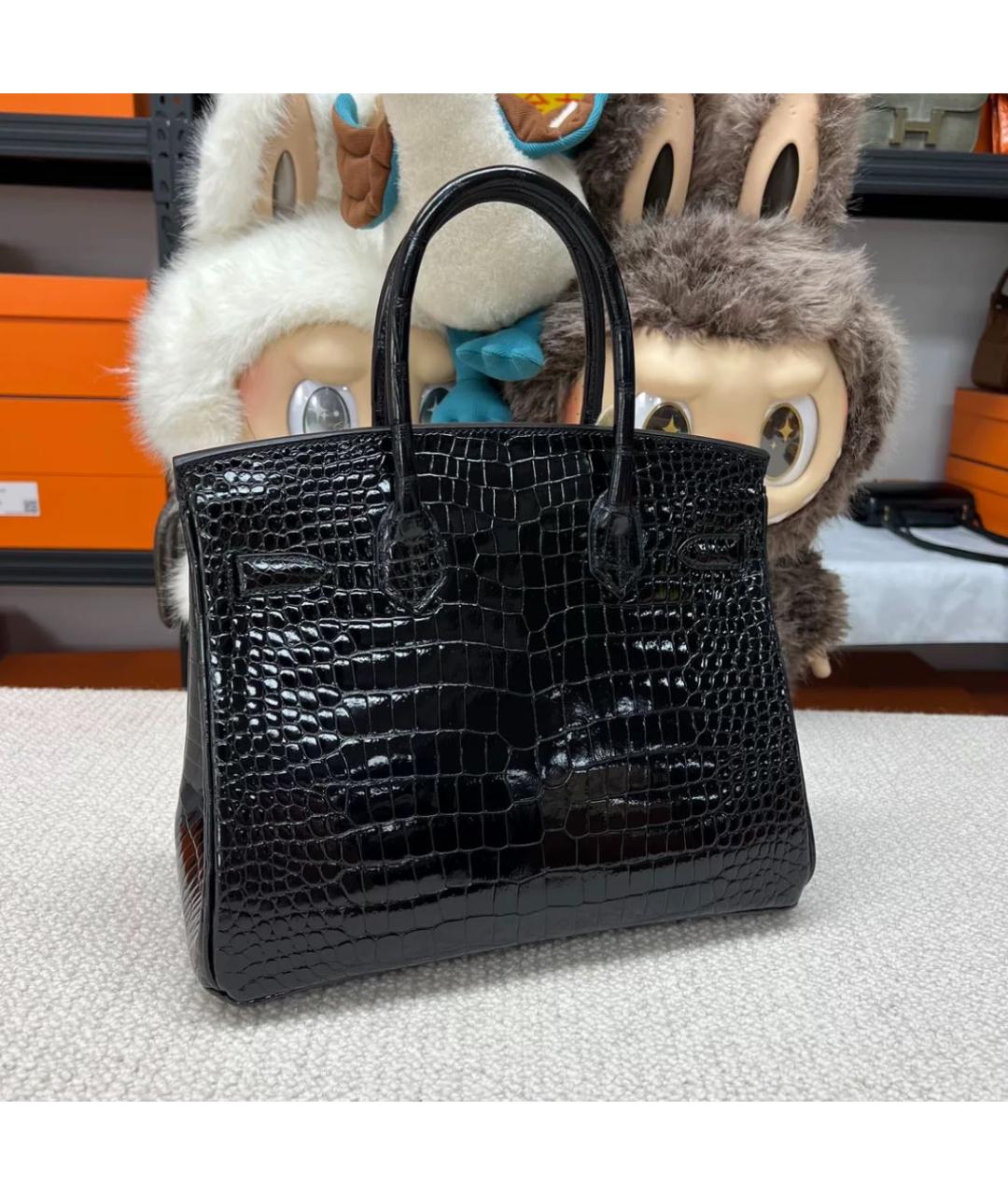 HERMES Черная кожаная сумка тоут, фото 2