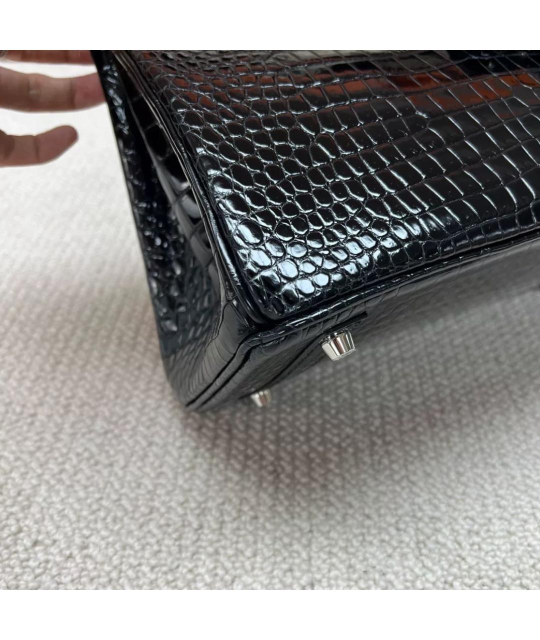HERMES Черная кожаная сумка тоут, фото 4