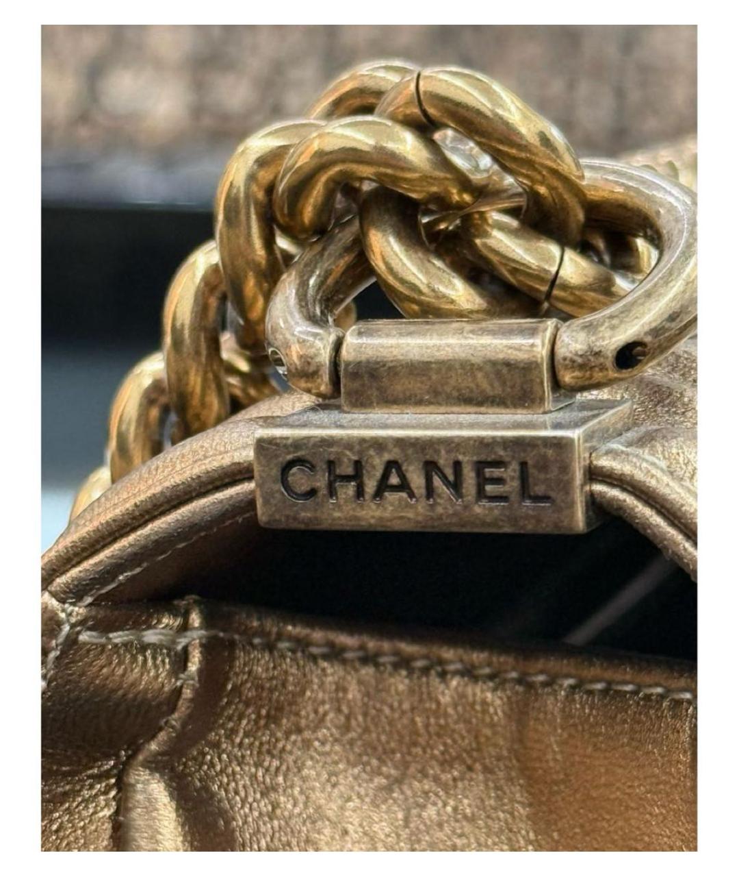 CHANEL Золотая кожаная сумка через плечо, фото 4