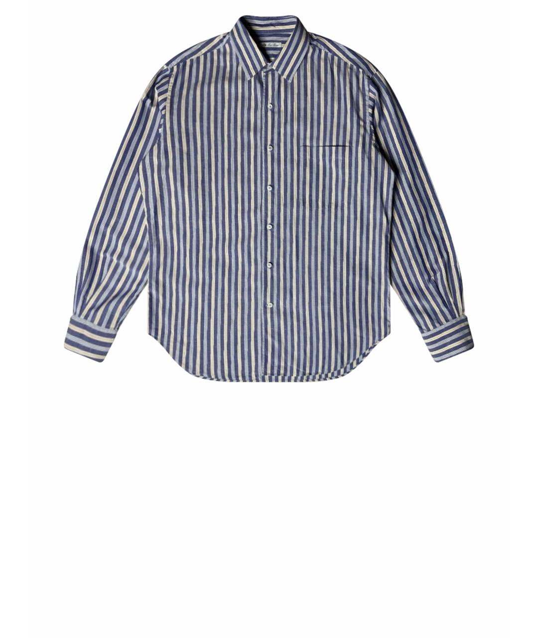 LORO PIANA Темно-синяя льняная классическая рубашка, фото 1