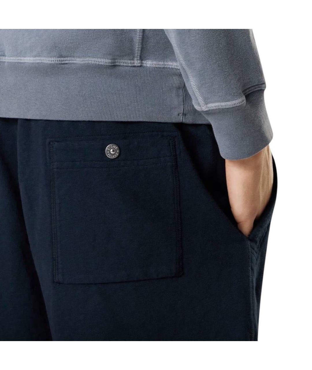 STONE ISLAND Темно-синие хлопковые шорты, фото 4