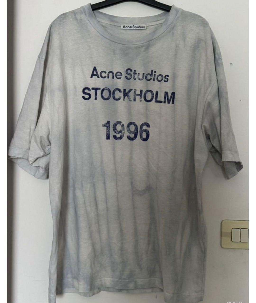 ACNE STUDIOS Голубая хлопковая футболка, фото 4