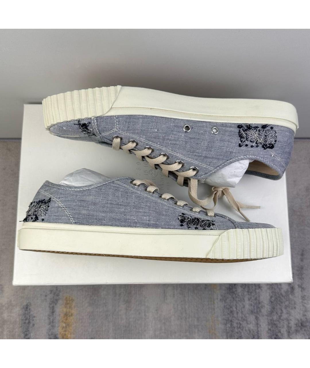 MAISON MARGIELA Голубые текстильные низкие кроссовки / кеды, фото 7