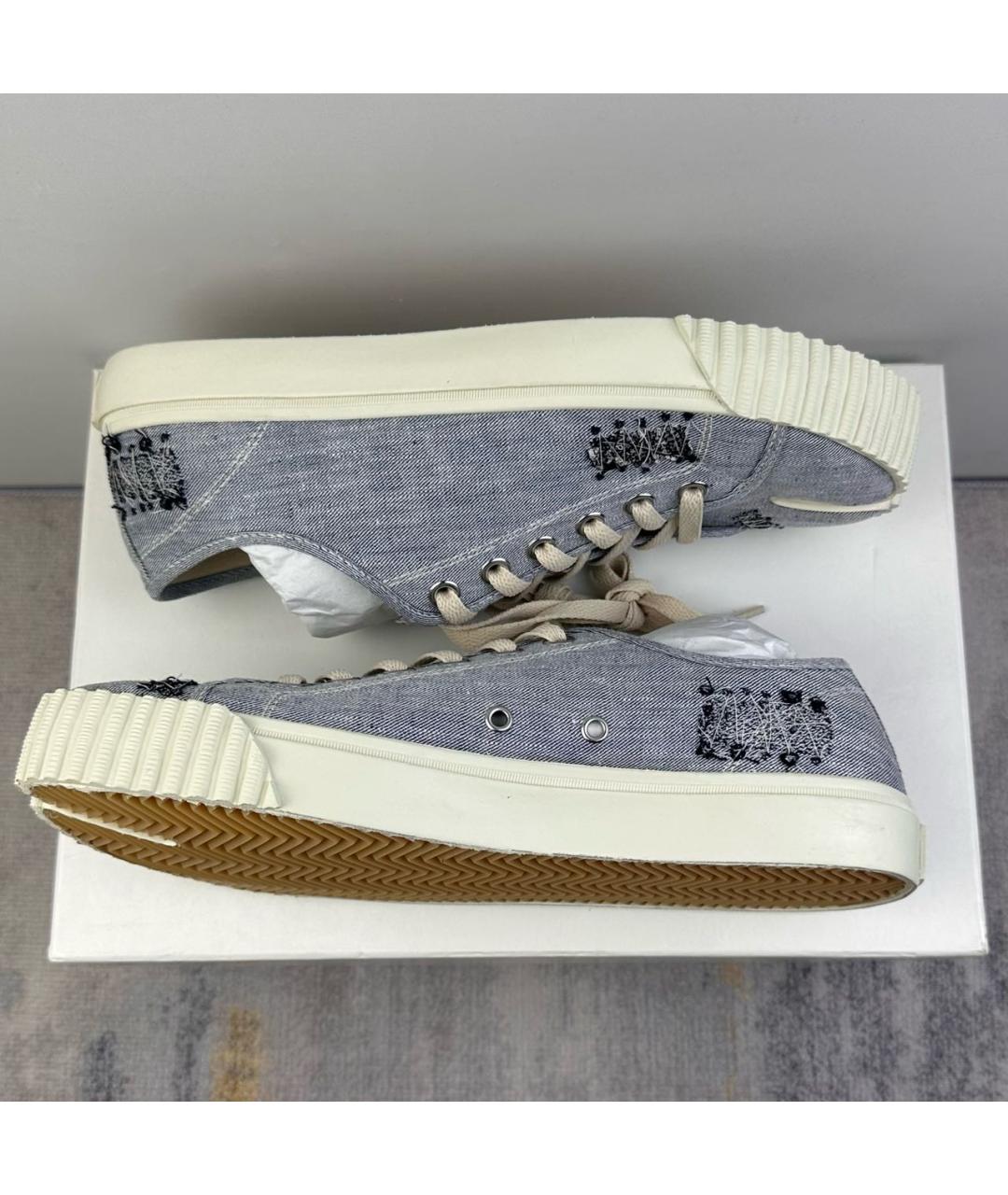 MAISON MARGIELA Голубые текстильные низкие кроссовки / кеды, фото 5