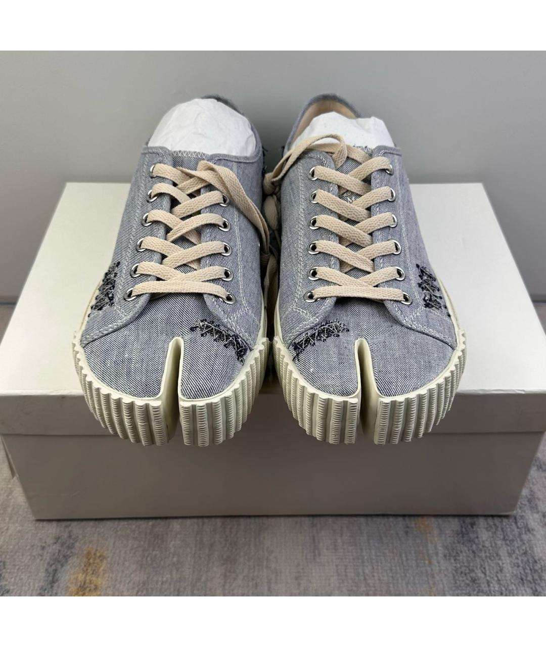 MAISON MARGIELA Голубые текстильные низкие кроссовки / кеды, фото 3