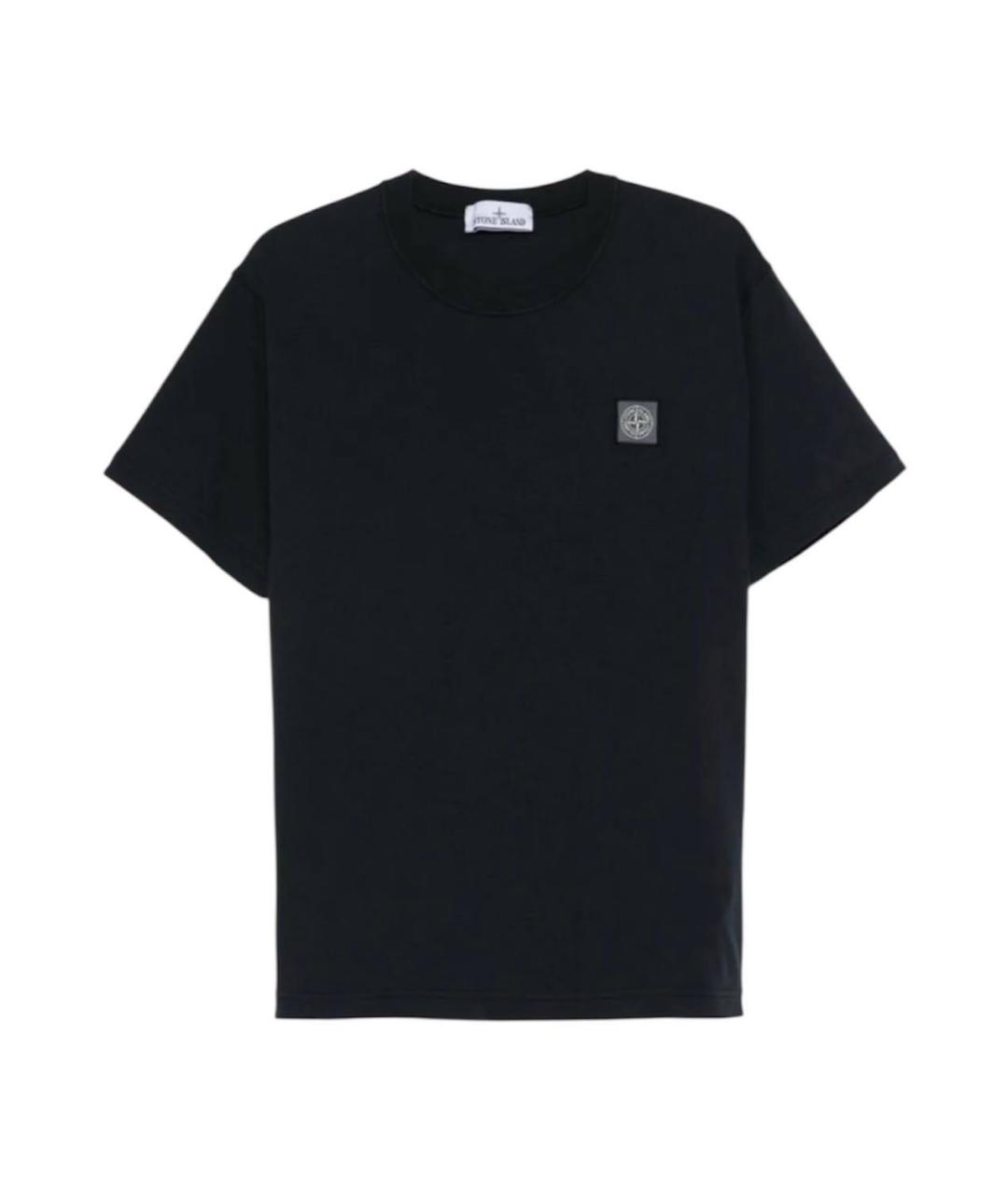 STONE ISLAND Темно-синяя хлопковая футболка, фото 1