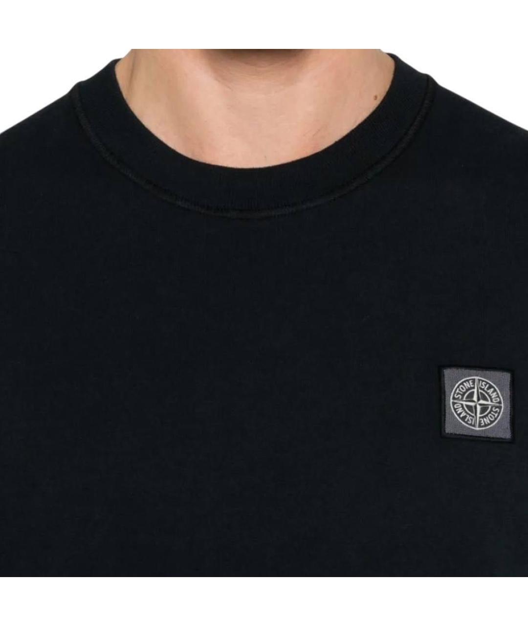 STONE ISLAND Темно-синяя хлопковая футболка, фото 2