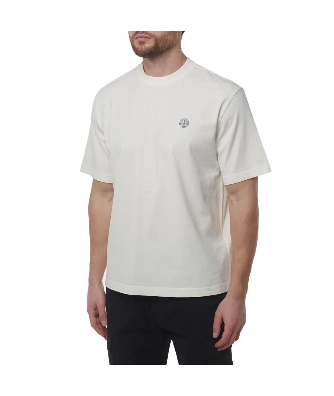 STONE ISLAND Бежевая хлопковая футболка, фото 4