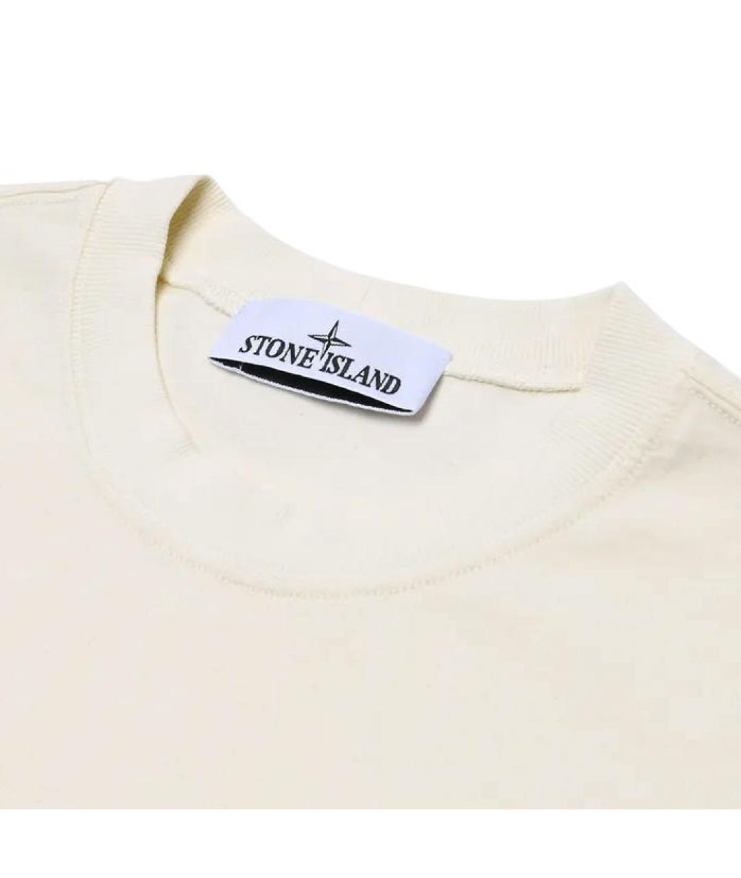 STONE ISLAND Бежевая хлопковая футболка, фото 3
