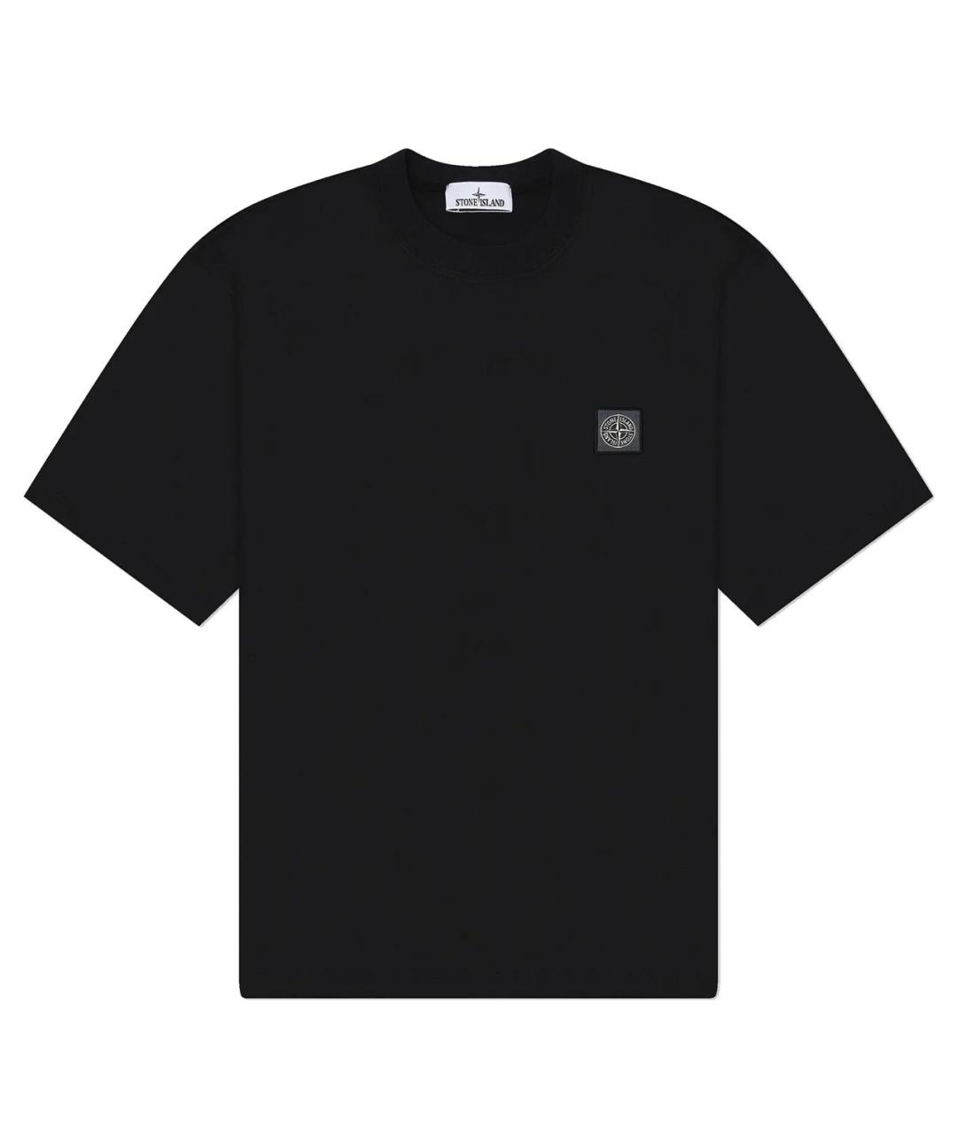 STONE ISLAND Черная хлопковая футболка, фото 1