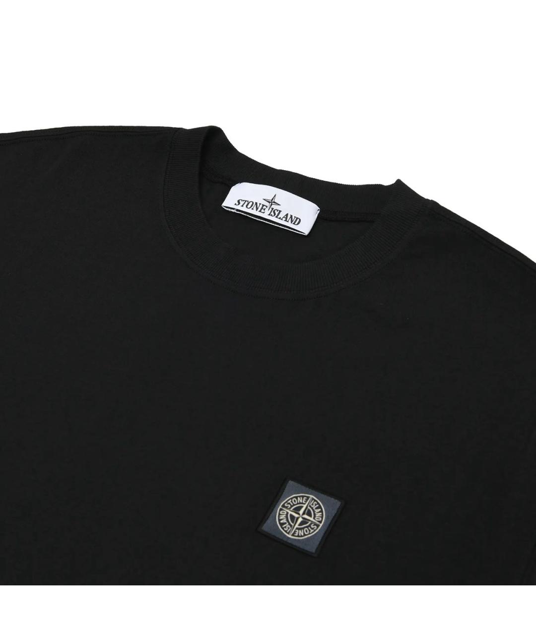 STONE ISLAND Черная хлопковая футболка, фото 3