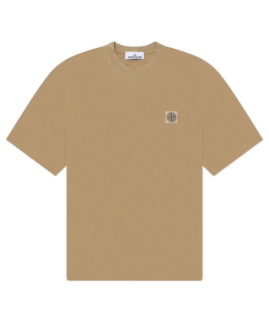 STONE ISLAND Бежевая хлопковая футболка, фото 1