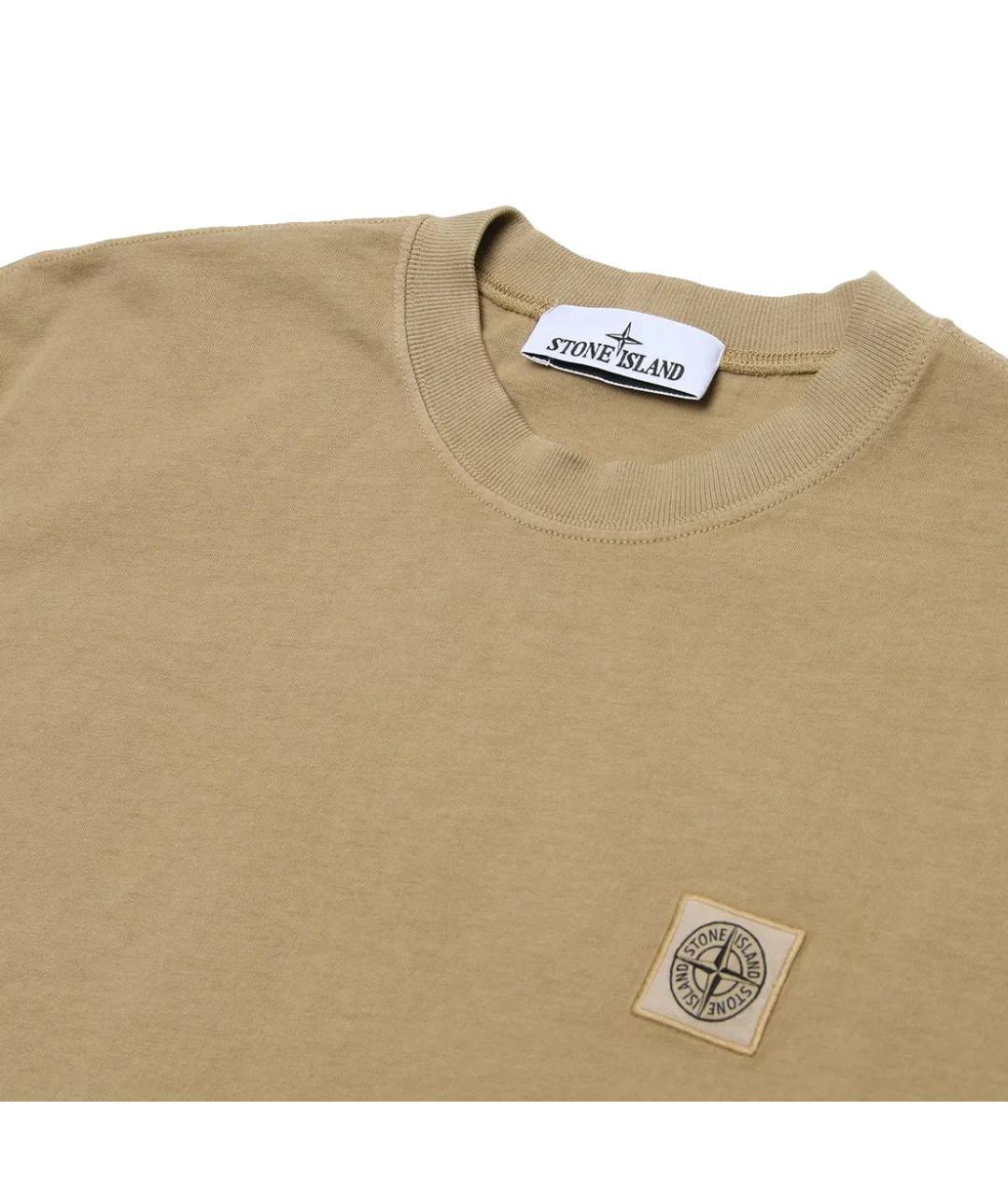 STONE ISLAND Бежевая хлопковая футболка, фото 2
