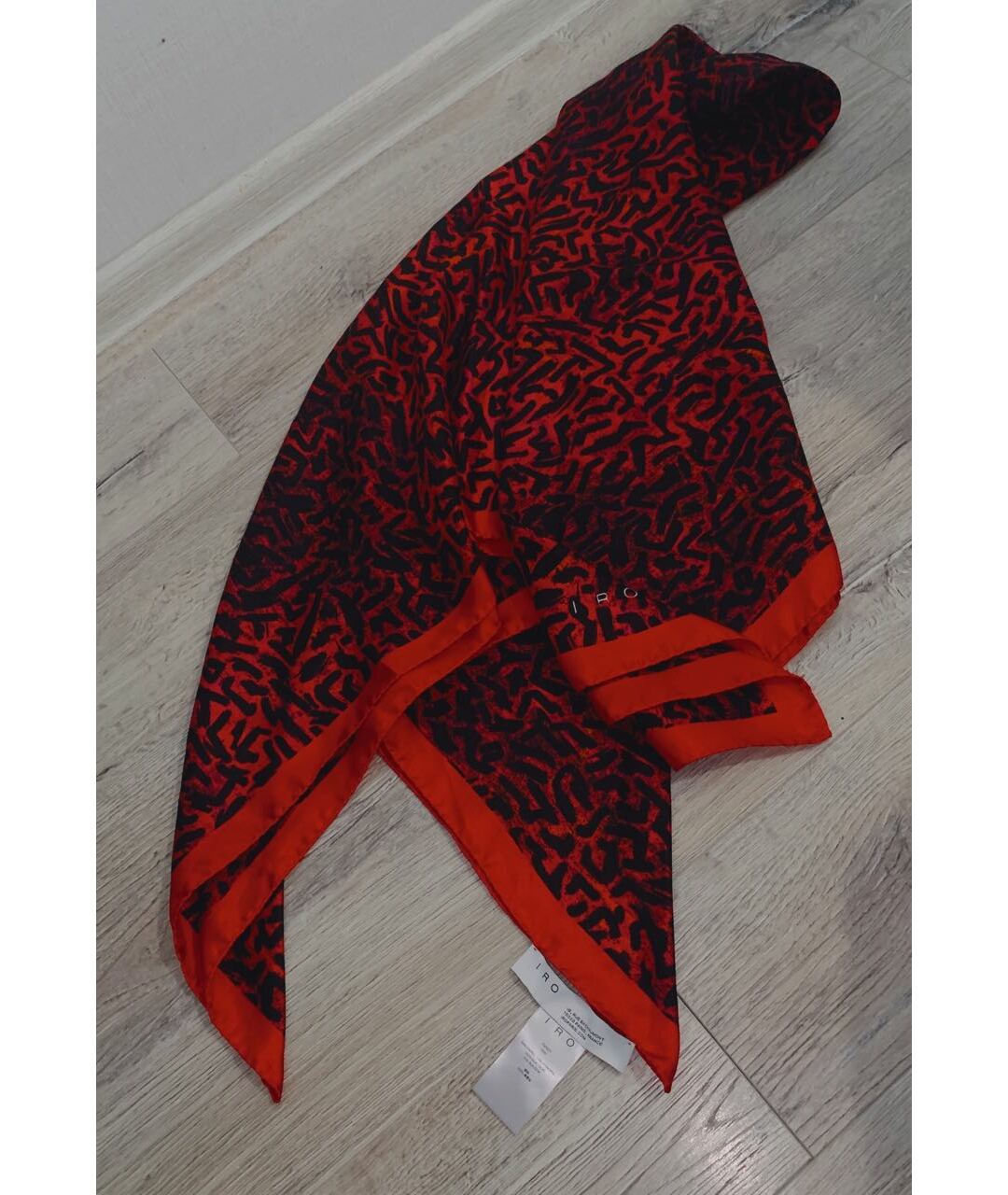 IRO Красный шелковый шарф, фото 6