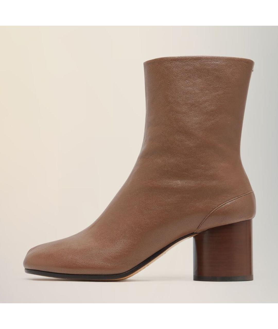 MAISON MARGIELA Коричневые кожаные сапоги, фото 6