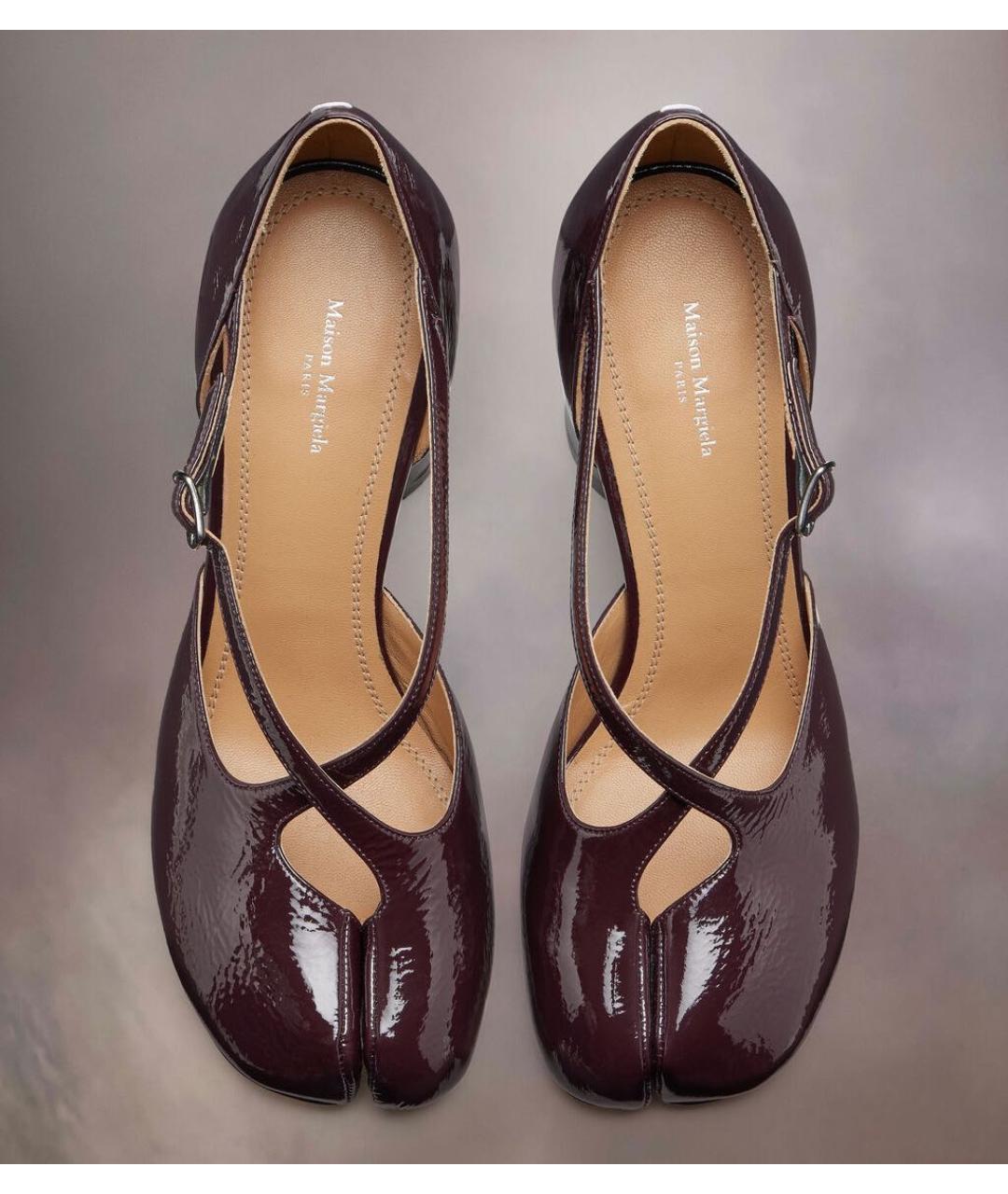 MAISON MARGIELA Бордовые кожаные босоножки, фото 4