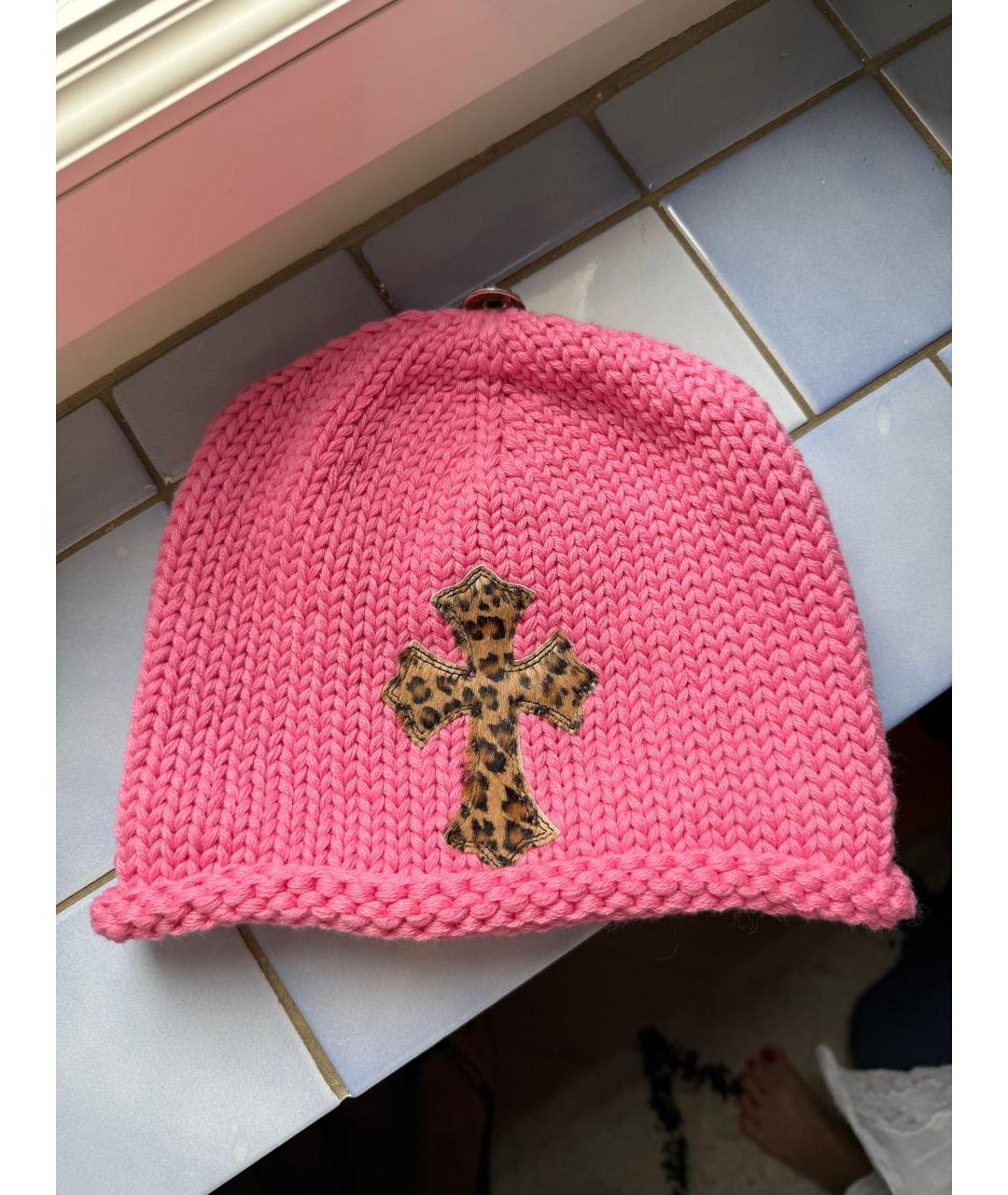 CHROME HEARTS Розовая шерстяная шапка, фото 4