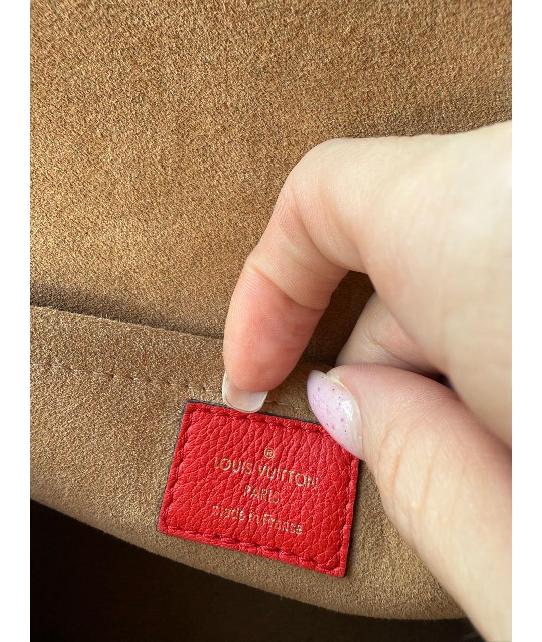 LOUIS VUITTON Красная кожаная сумка с короткими ручками, фото 3