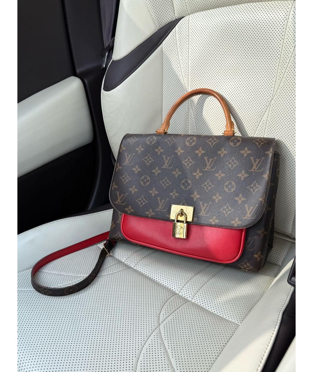 LOUIS VUITTON Красная кожаная сумка с короткими ручками, фото 9