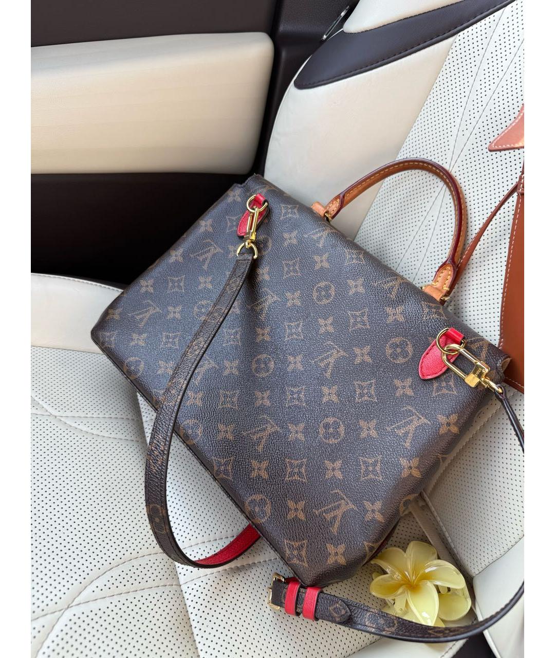 LOUIS VUITTON Красная кожаная сумка с короткими ручками, фото 2