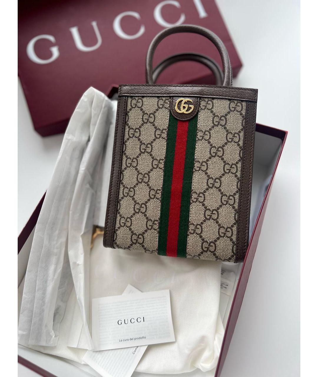 GUCCI Коричневая сумка с короткими ручками, фото 5