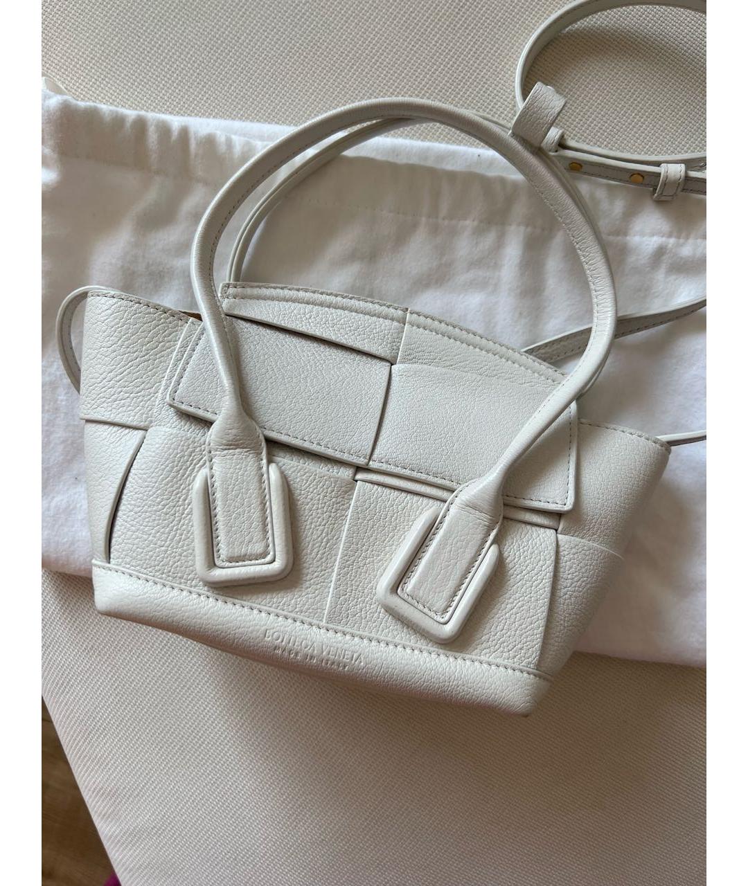 BOTTEGA VENETA Белая кожаная сумка через плечо, фото 3