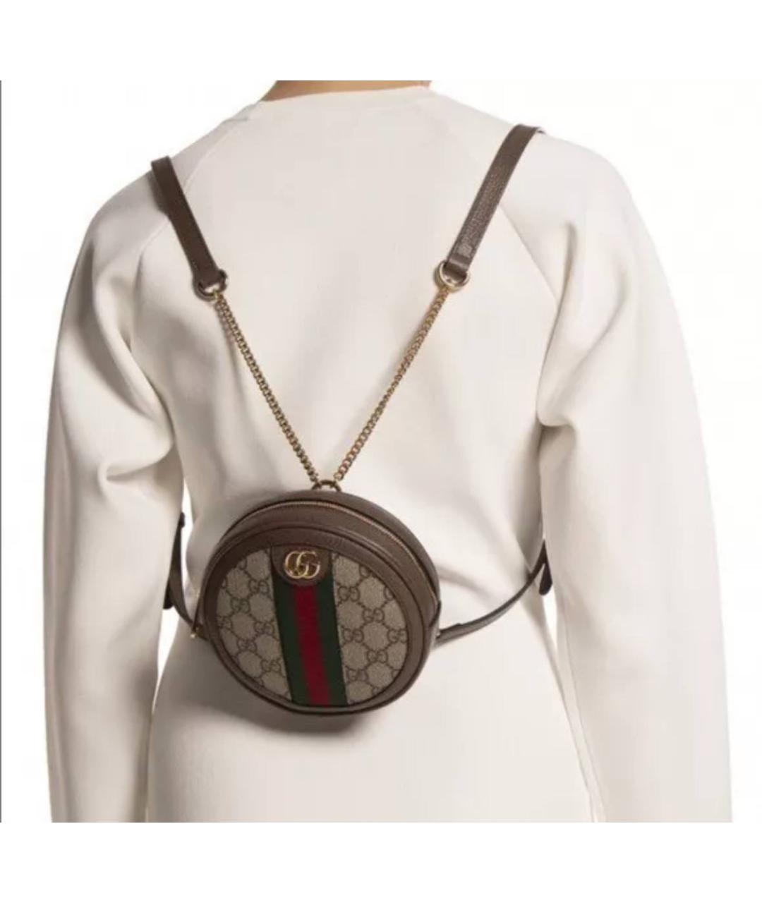 GUCCI Коричневый кожаный рюкзак, фото 5