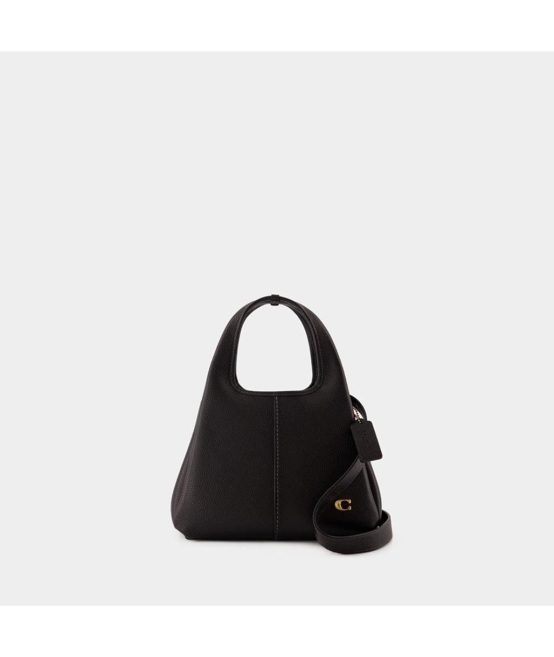 COACH Черная кожаная сумка с короткими ручками, фото 5