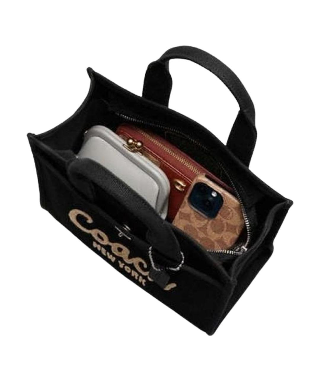 COACH Черная хлопковая сумка тоут, фото 4