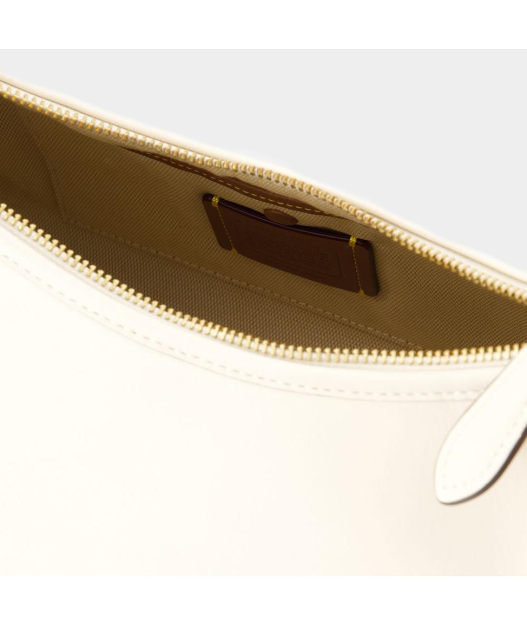 COACH Бежевая кожаная сумка через плечо, фото 4