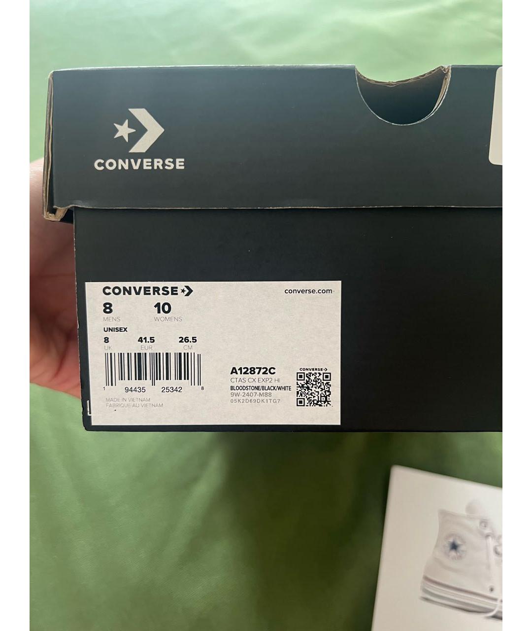 CONVERSE Бордовые текстильные высокие кроссовки / кеды, фото 7