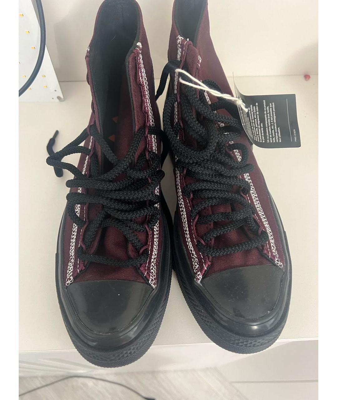 CONVERSE Бордовые текстильные высокие кроссовки / кеды, фото 2