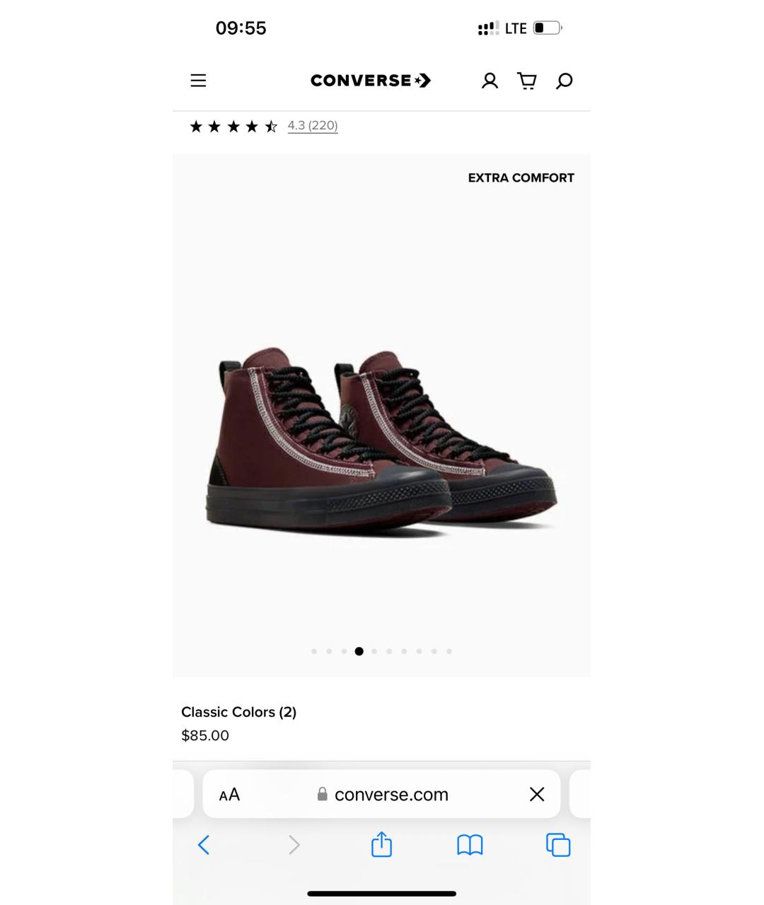 CONVERSE Бордовые текстильные высокие кроссовки / кеды, фото 8