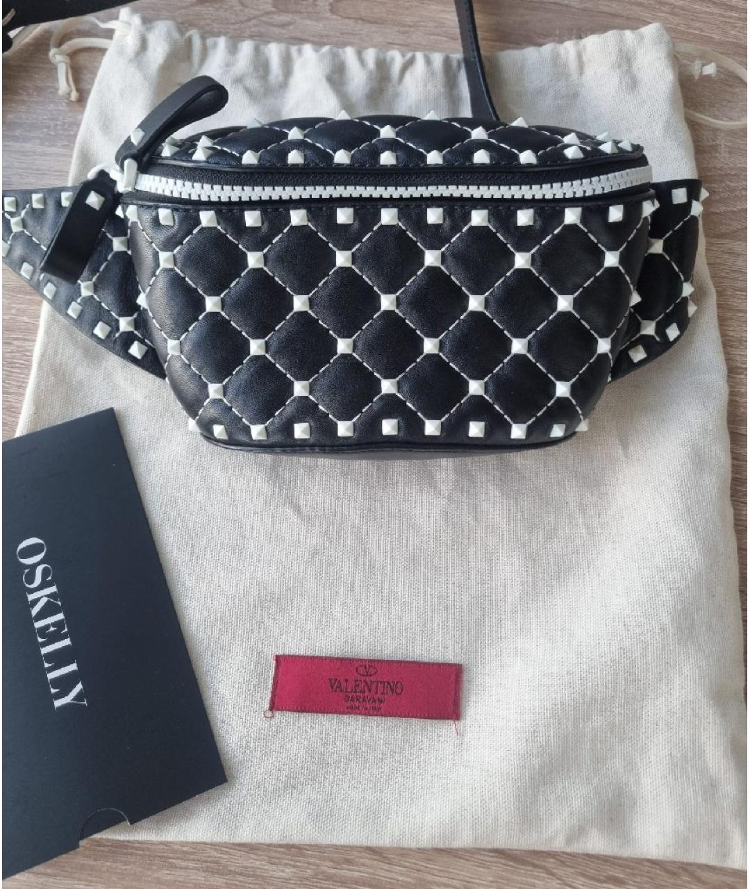 VALENTINO Черная кожаная поясная сумка, фото 2