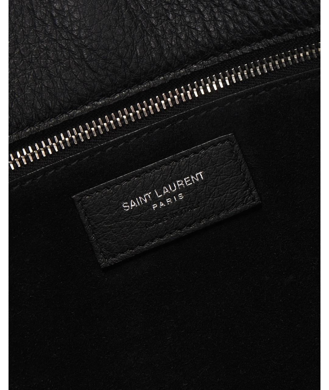 SAINT LAURENT Черная кожаная сумка тоут, фото 5