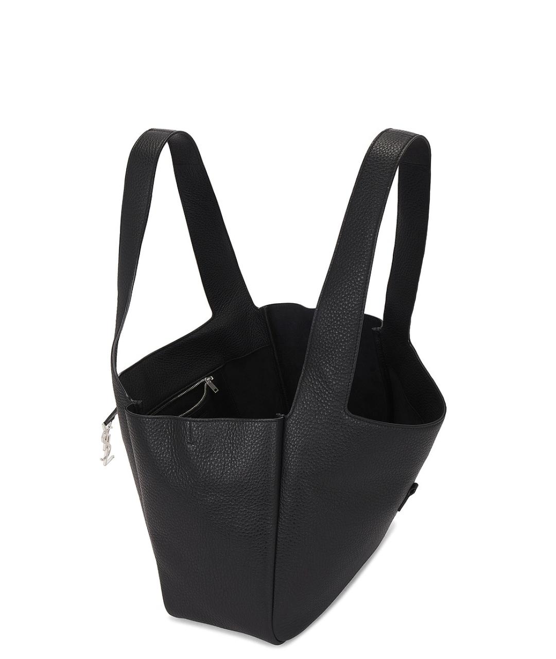 SAINT LAURENT Черная кожаная сумка тоут, фото 4