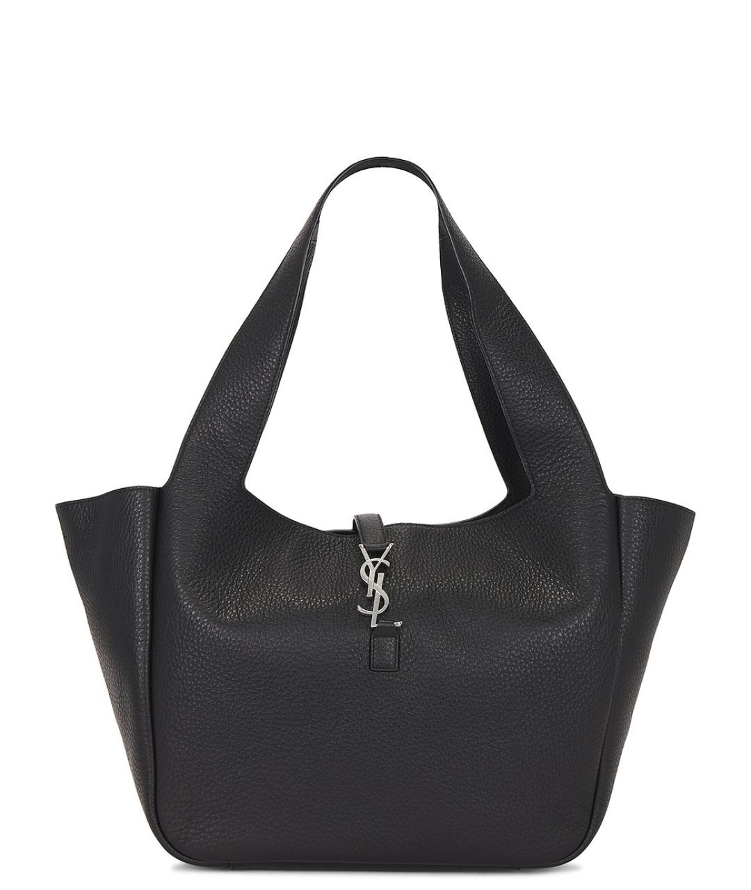 SAINT LAURENT Черная кожаная сумка тоут, фото 1