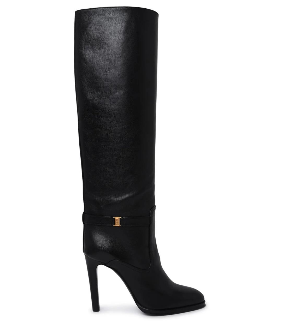 SAINT LAURENT Черные кожаные сапоги, фото 1