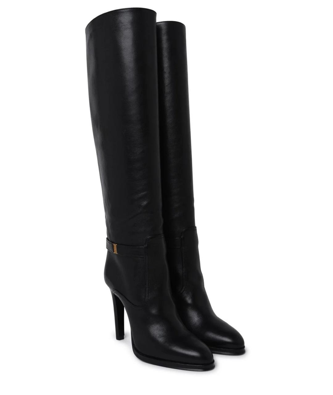SAINT LAURENT Черные кожаные сапоги, фото 2