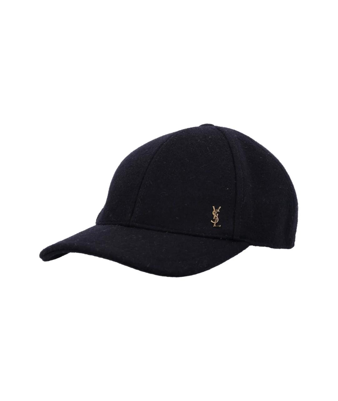 SAINT LAURENT Черная шерстяная кепка, фото 1