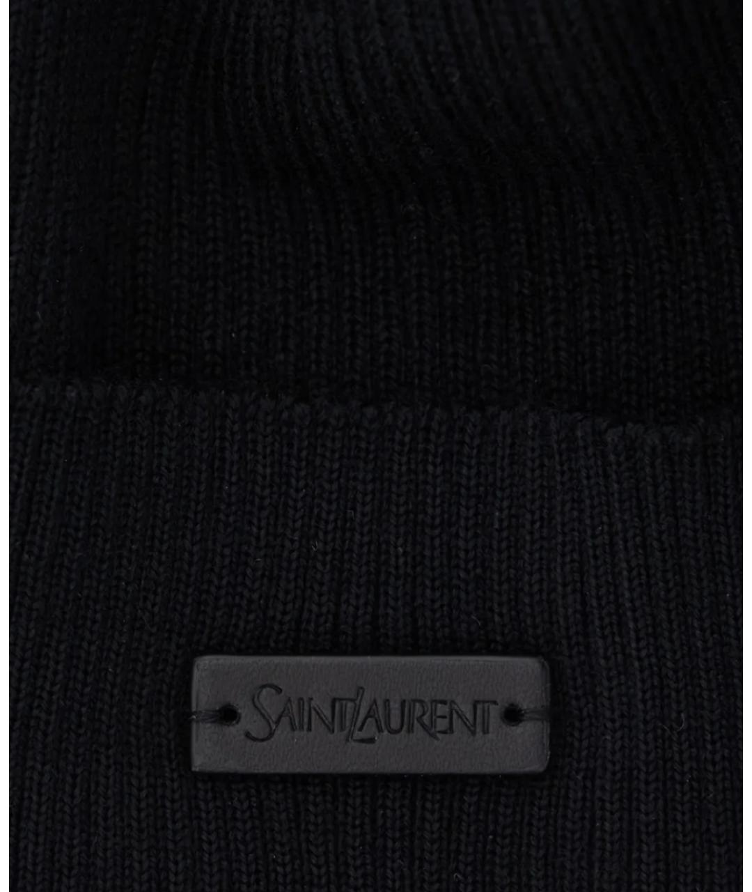 SAINT LAURENT Черная шерстяная шапка, фото 3