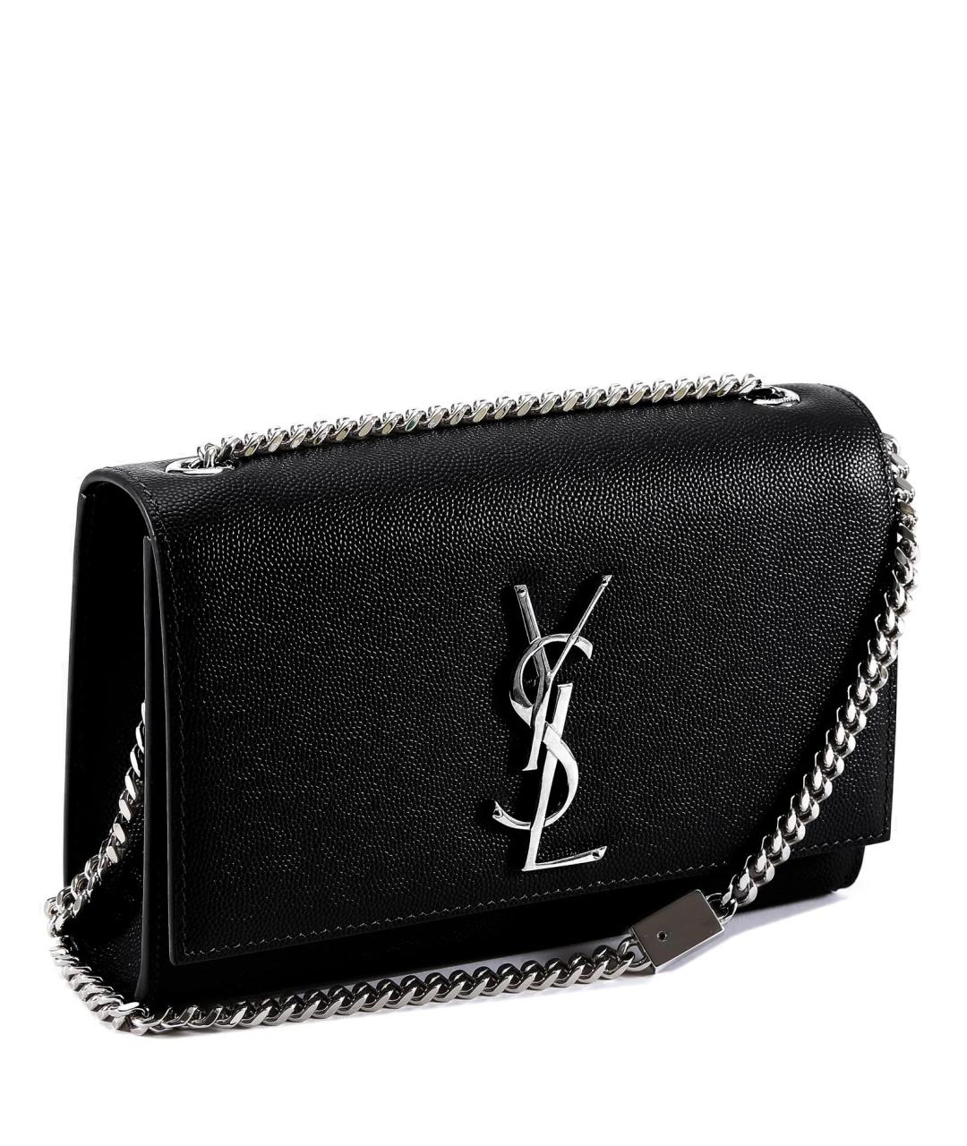 SAINT LAURENT Черная кожаная сумка через плечо, фото 2