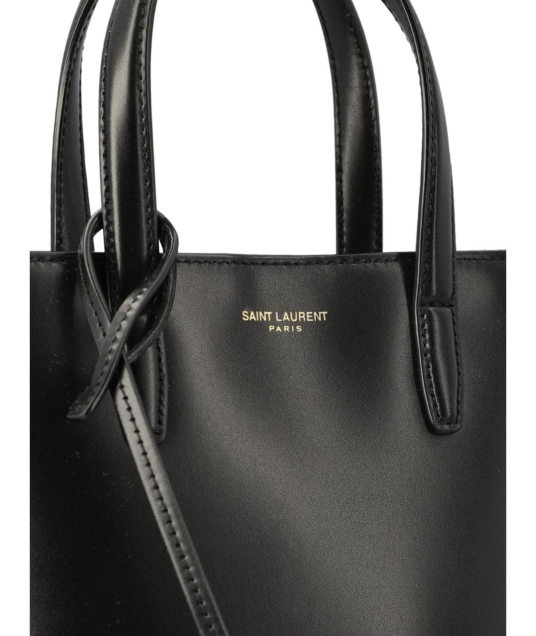 SAINT LAURENT Черная кожаная сумка тоут, фото 4