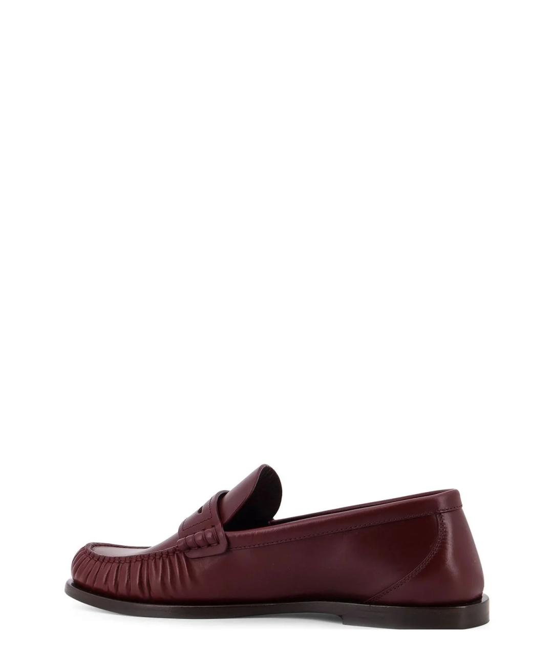 SAINT LAURENT Бордовые кожаные лоферы, фото 3