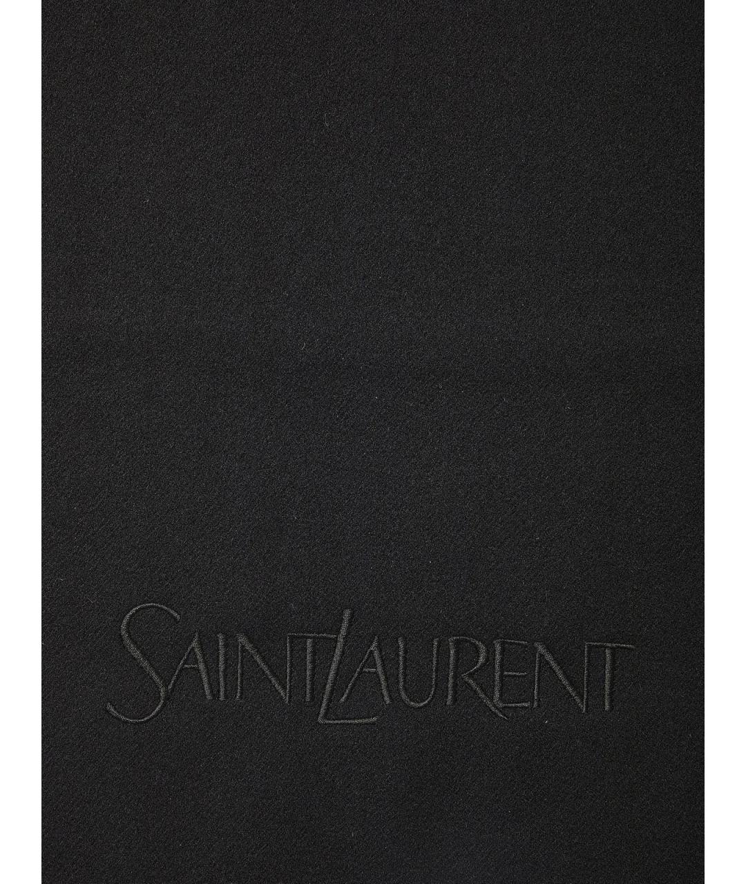 SAINT LAURENT Черный кашемировый шарф, фото 2